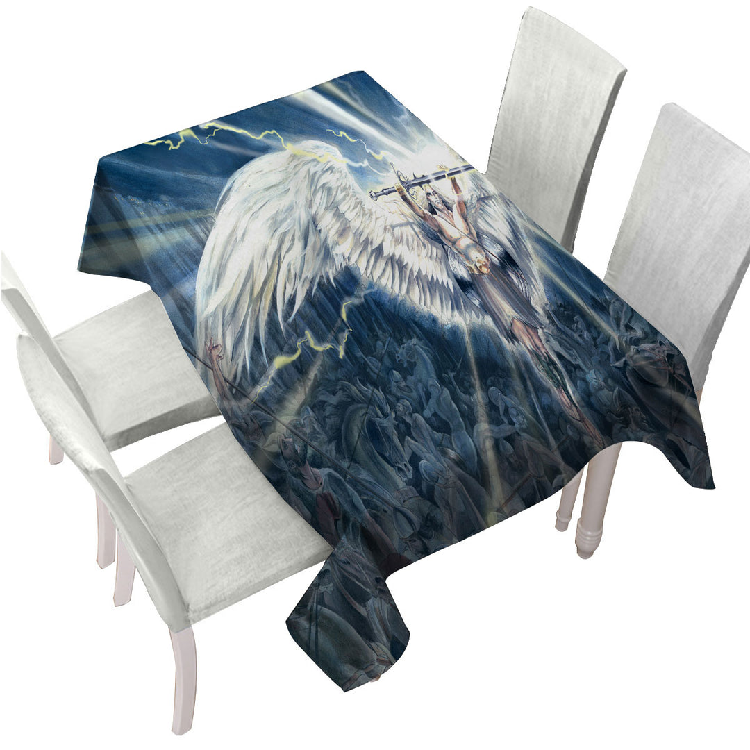 Tablecloth with Knight Angel Michael vs Assyrians