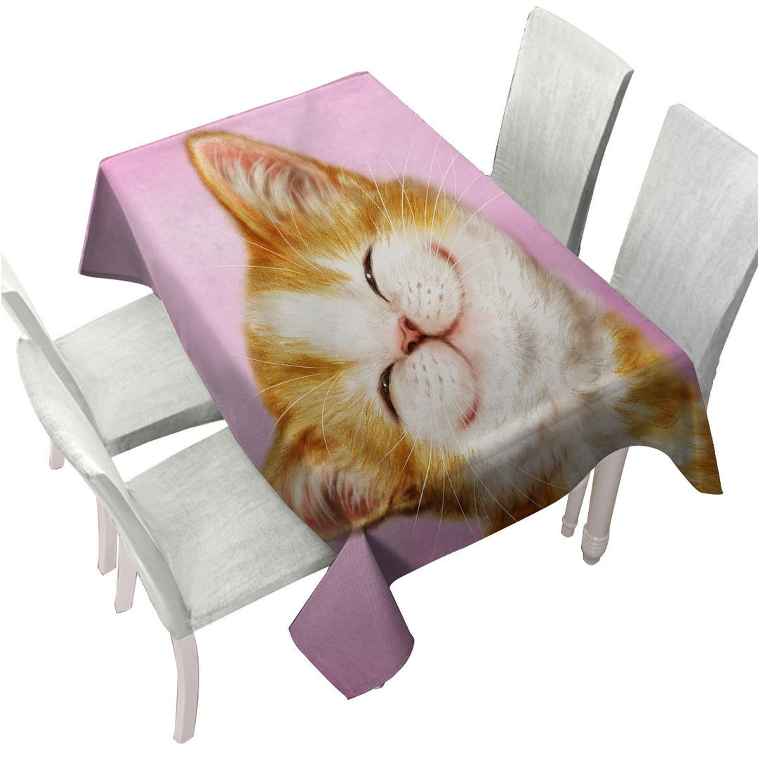 Tablecloth with Lovely Smile on Adorable Ginger Kitten
