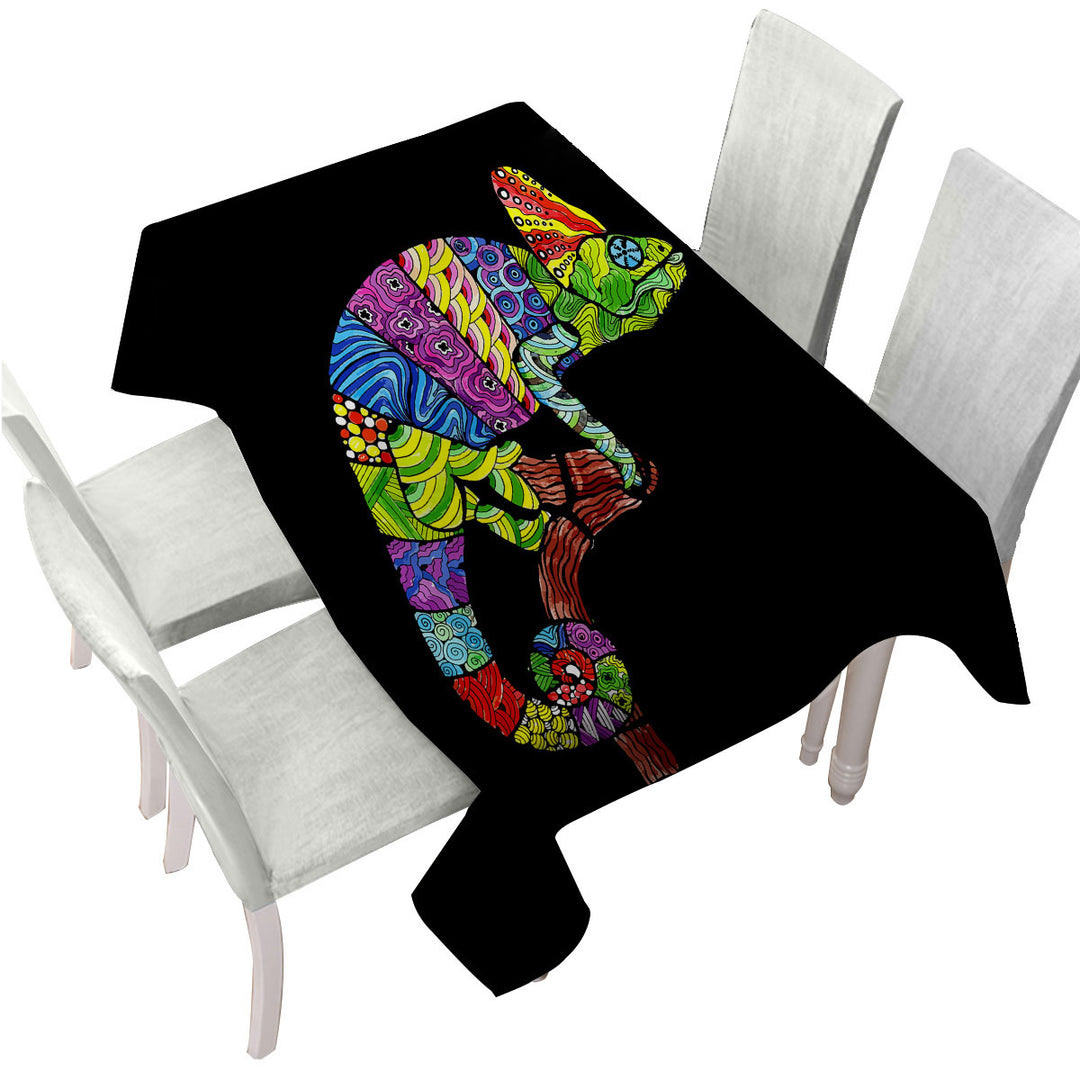 Tablecloth with Multi Colored Patterns Chameleon