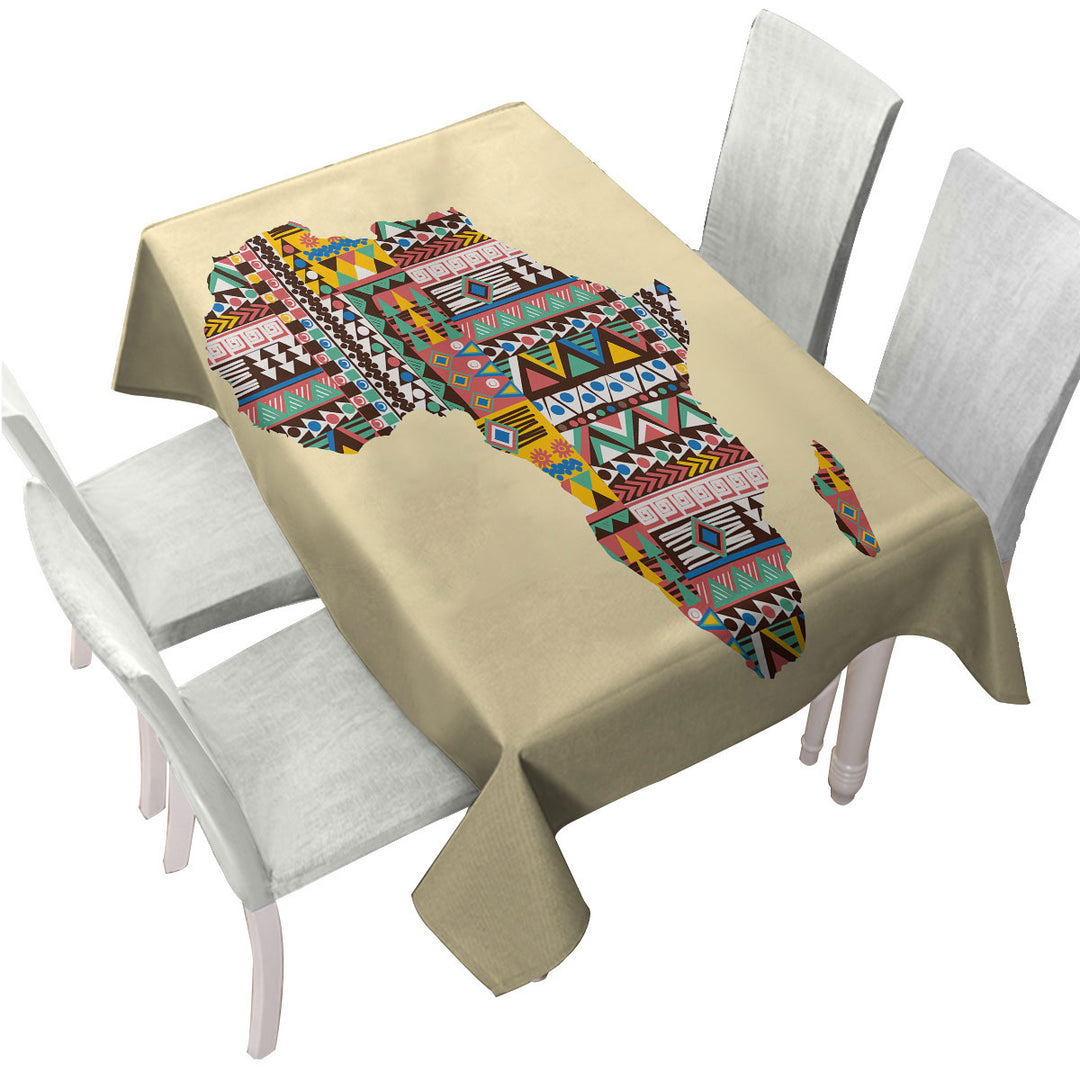 Tablecloth with Multi Colored Patterns on Africa Map