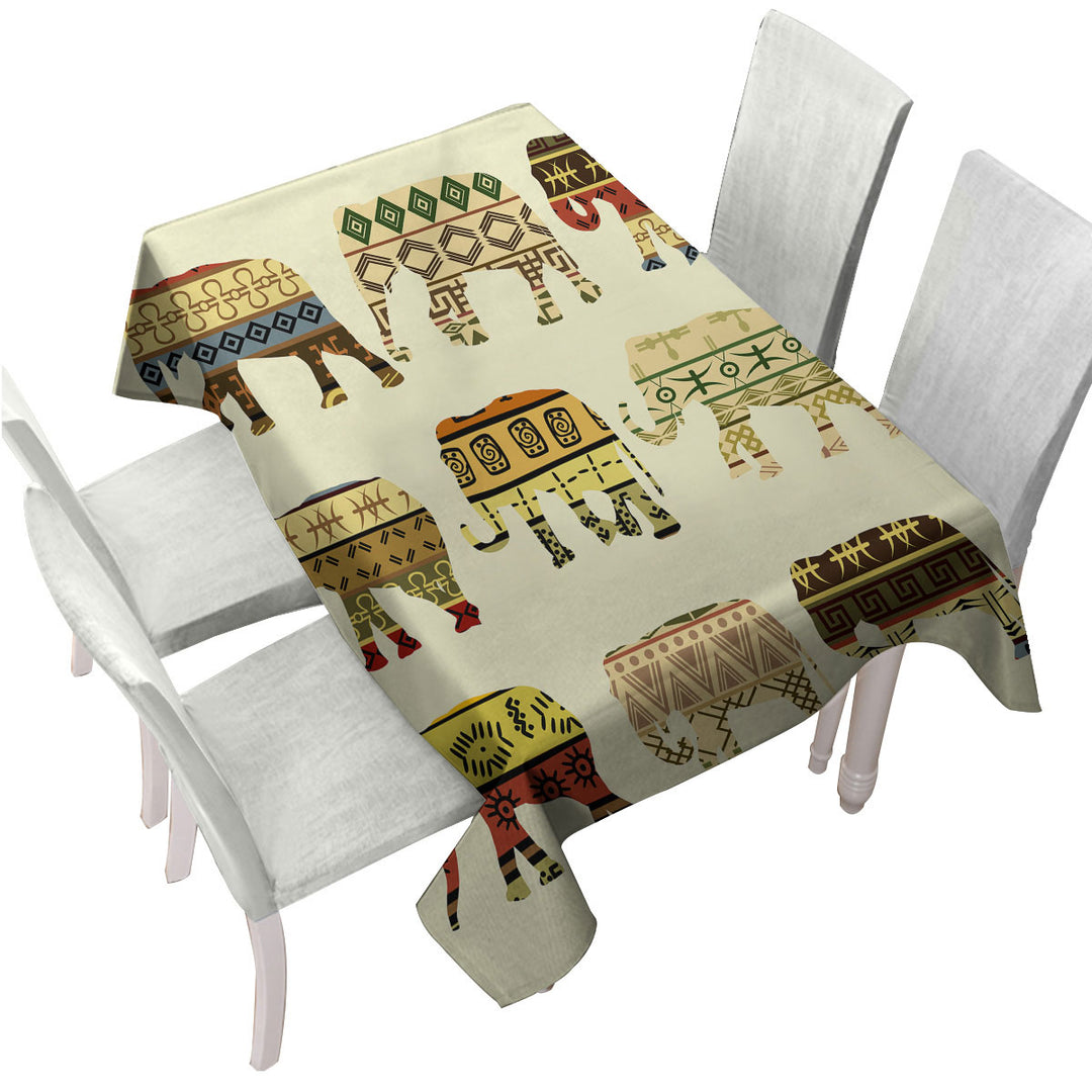 Tablecloth with Multi Patterns Elephants
