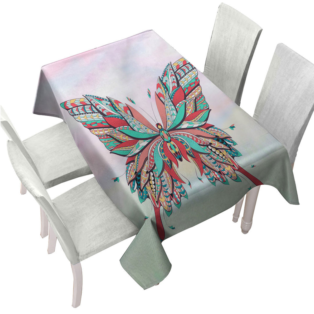 Tablecloth with Native Multi Colored Butterfly