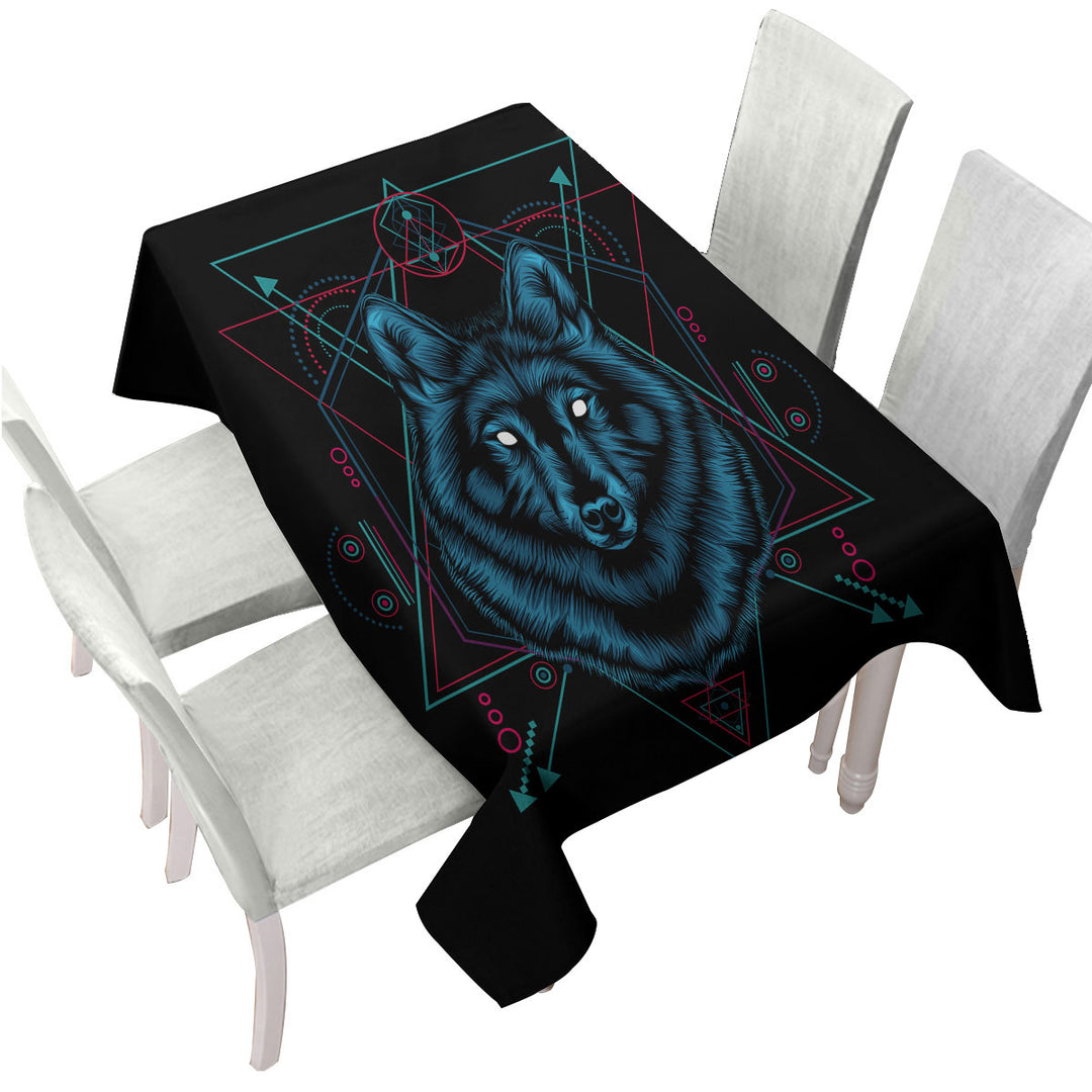 Tablecloth with Native Spirit Blue Wolf