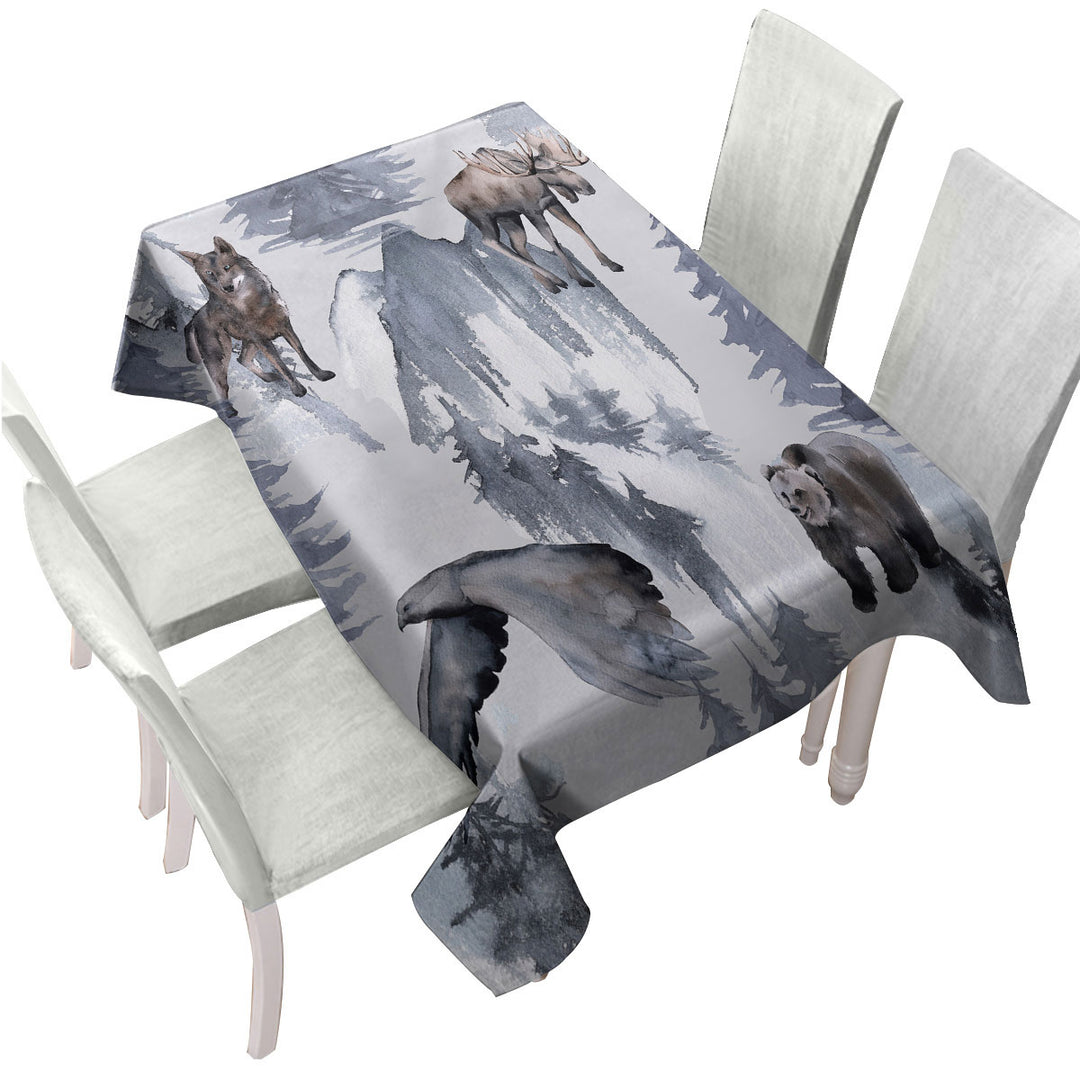Tablecloth with North America Wildlife Animals