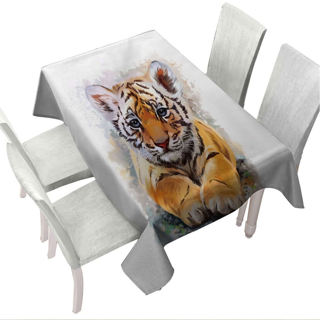 Tablecloth with Painted Tiger Puppy