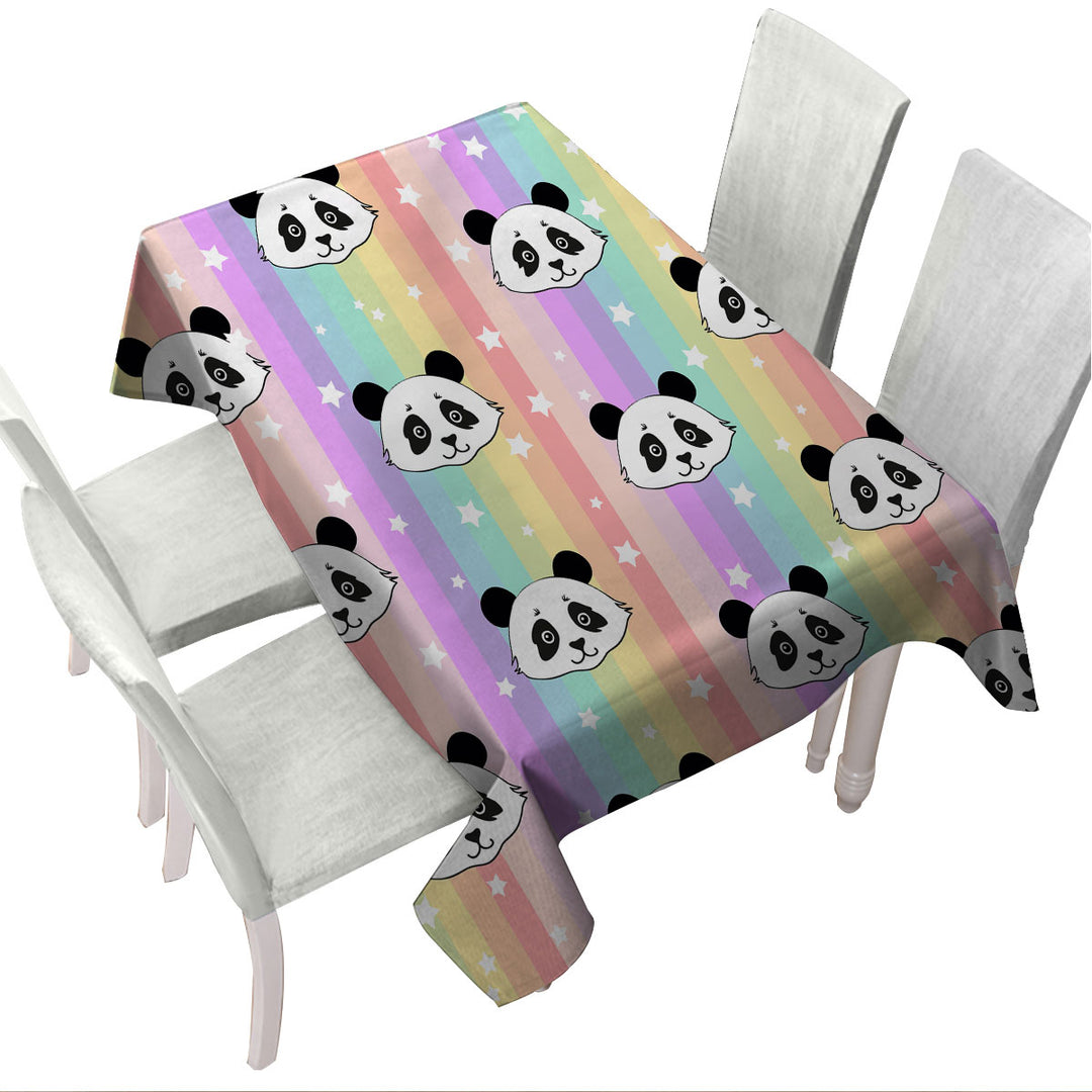 Tablecloth with Rainbow Pandas