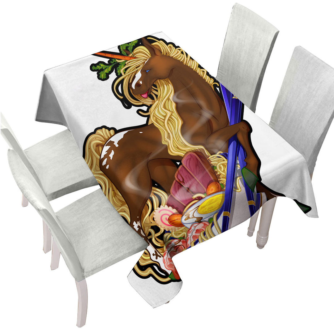 Tablecloth with Ramen Noodles Chopsticks Funny Unicorn