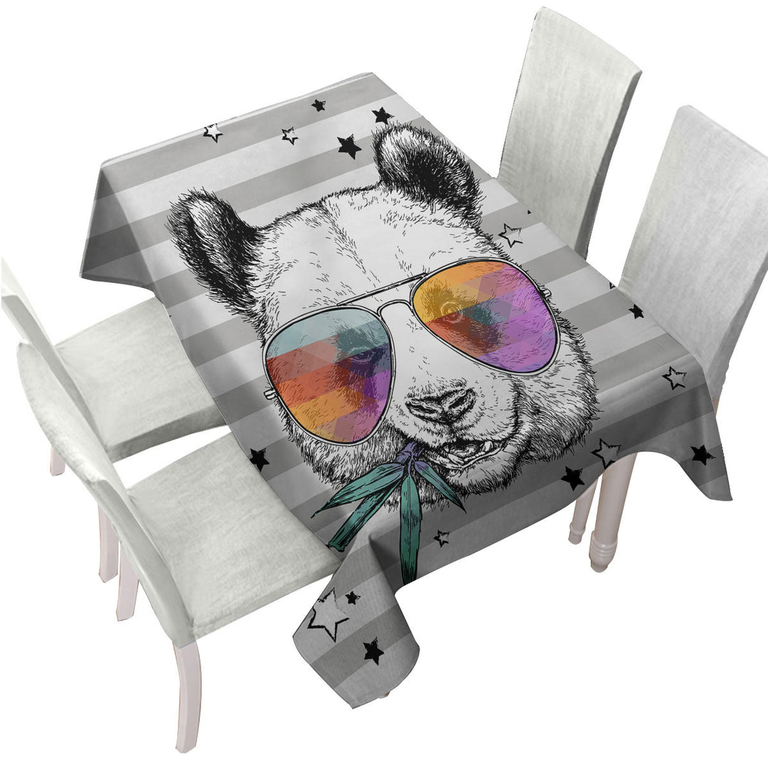Tablecloth with Retro Cool and Funny Panda