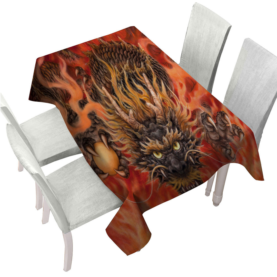 Tablecloth with Scary Cool Fantasy Art Fire Dragon