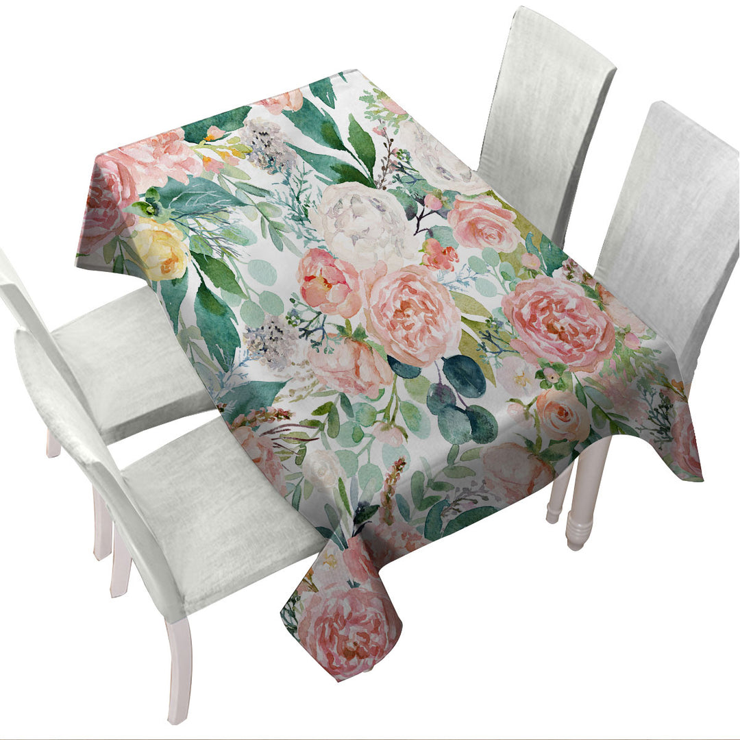 Tablecloth with Shabby Chic Floral Design