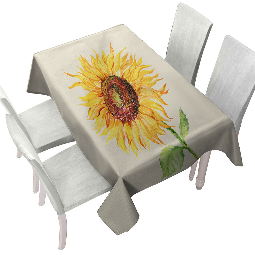 Tablecloth with Single Painted Sunflower