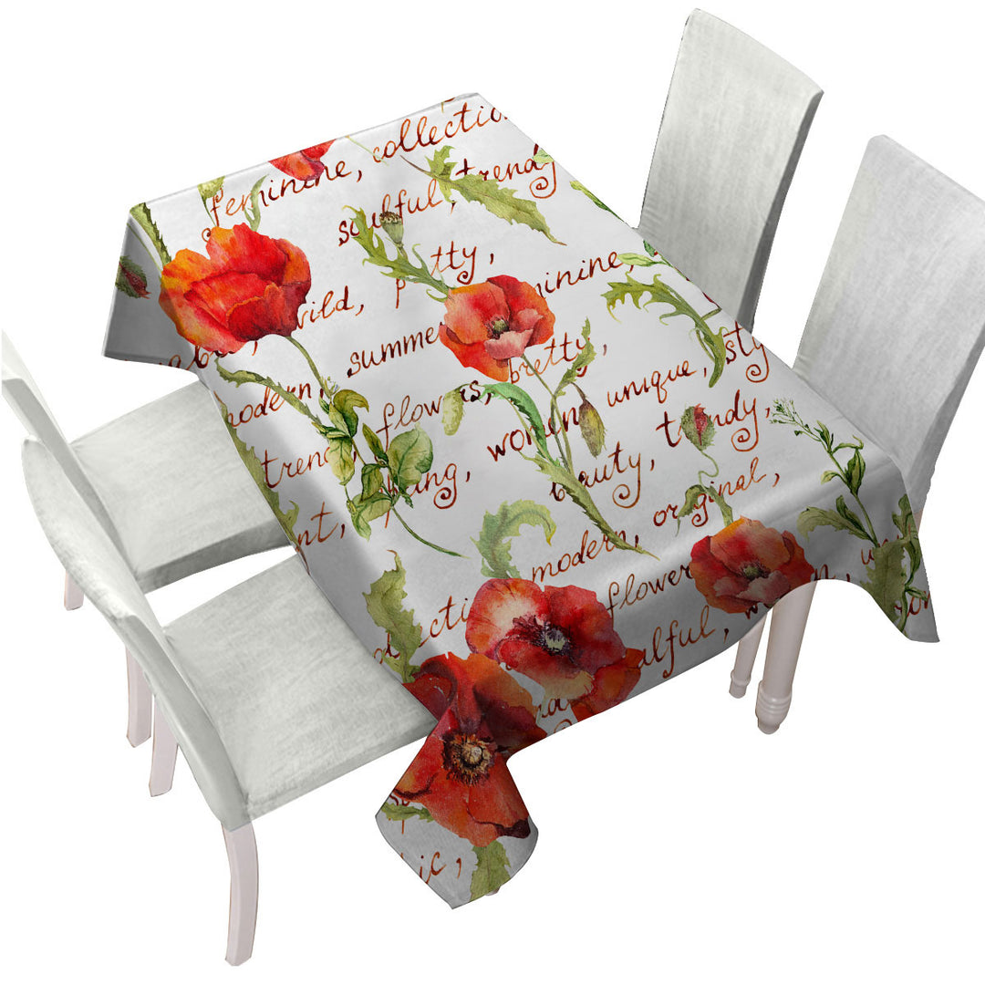 Tablecloths with Beautiful Elegant Red Poppies