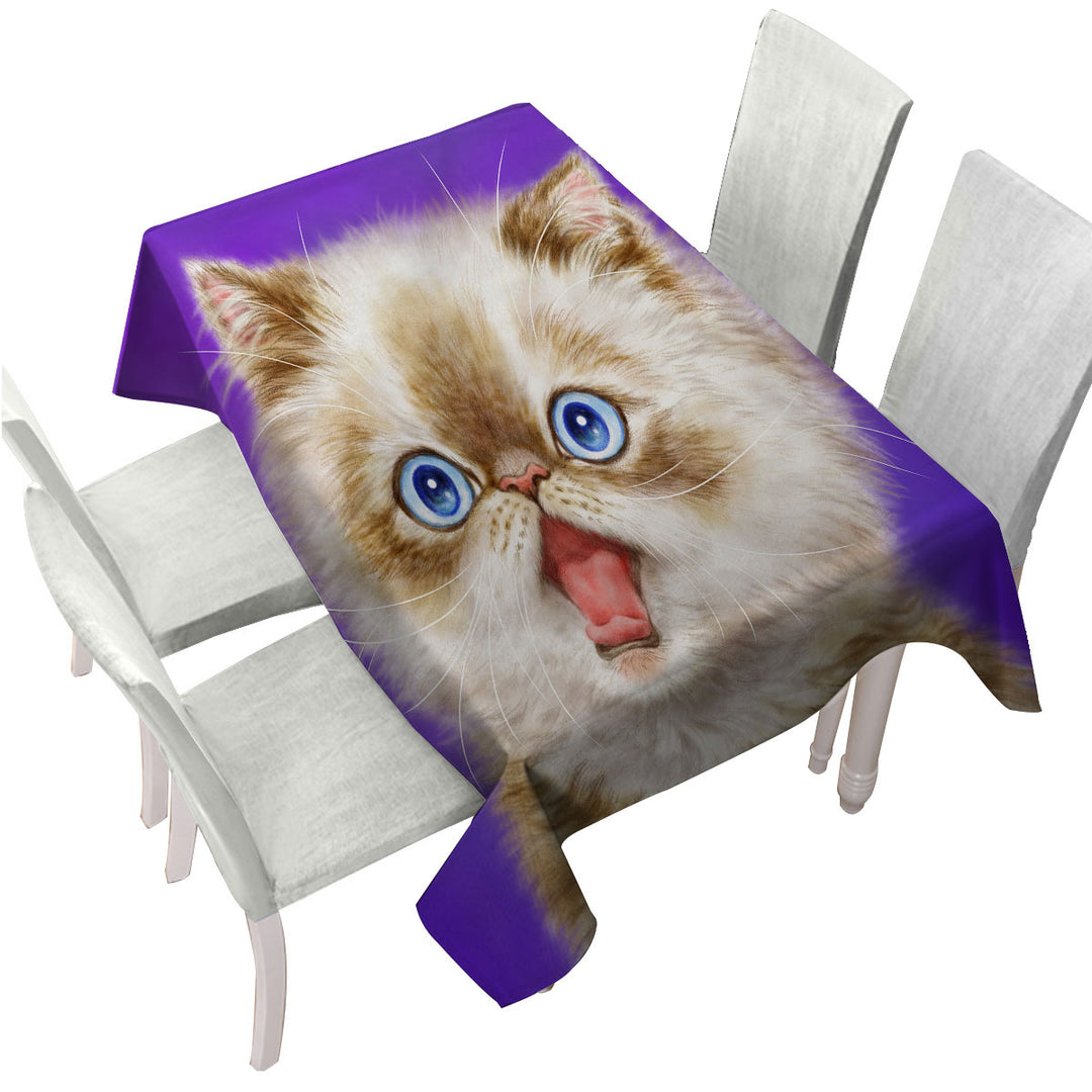 Tablecloths with Beautiful Kitten in Shock over Purple