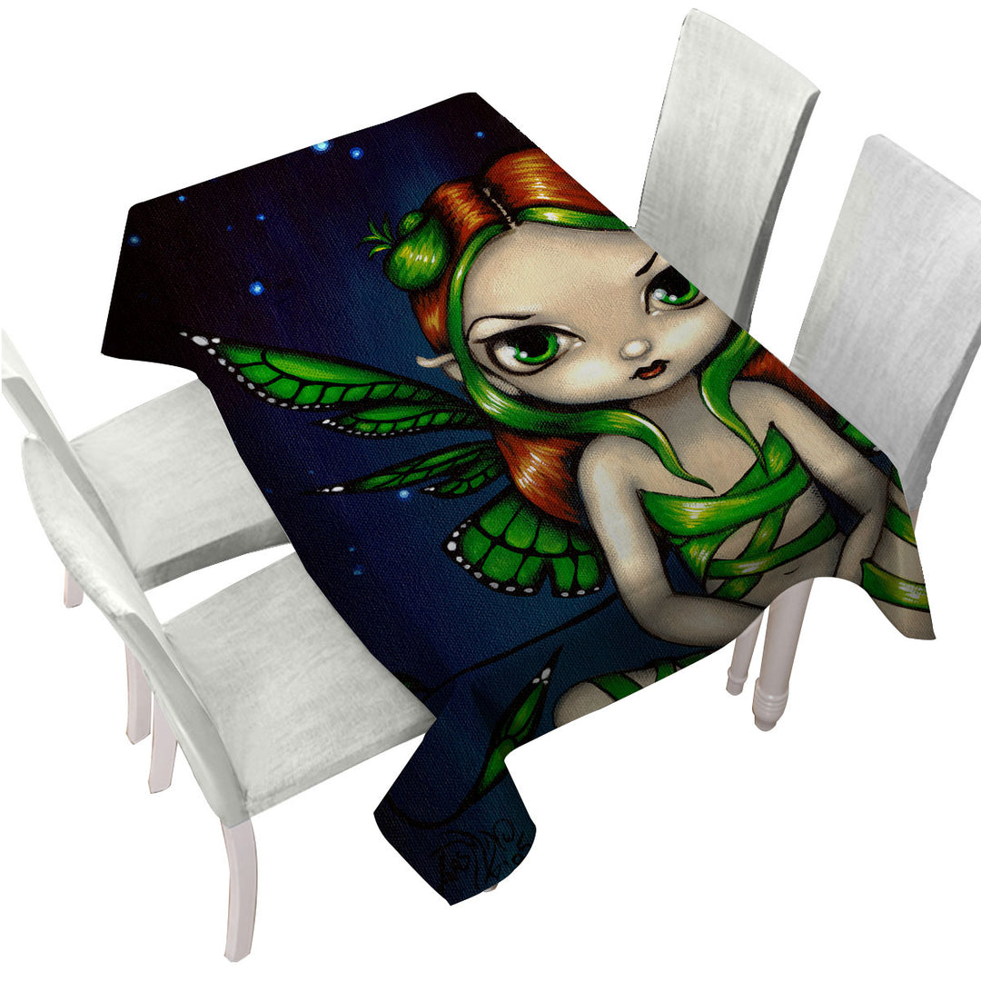 Tablecloths with Big Eyed Green Ribbon Fairy