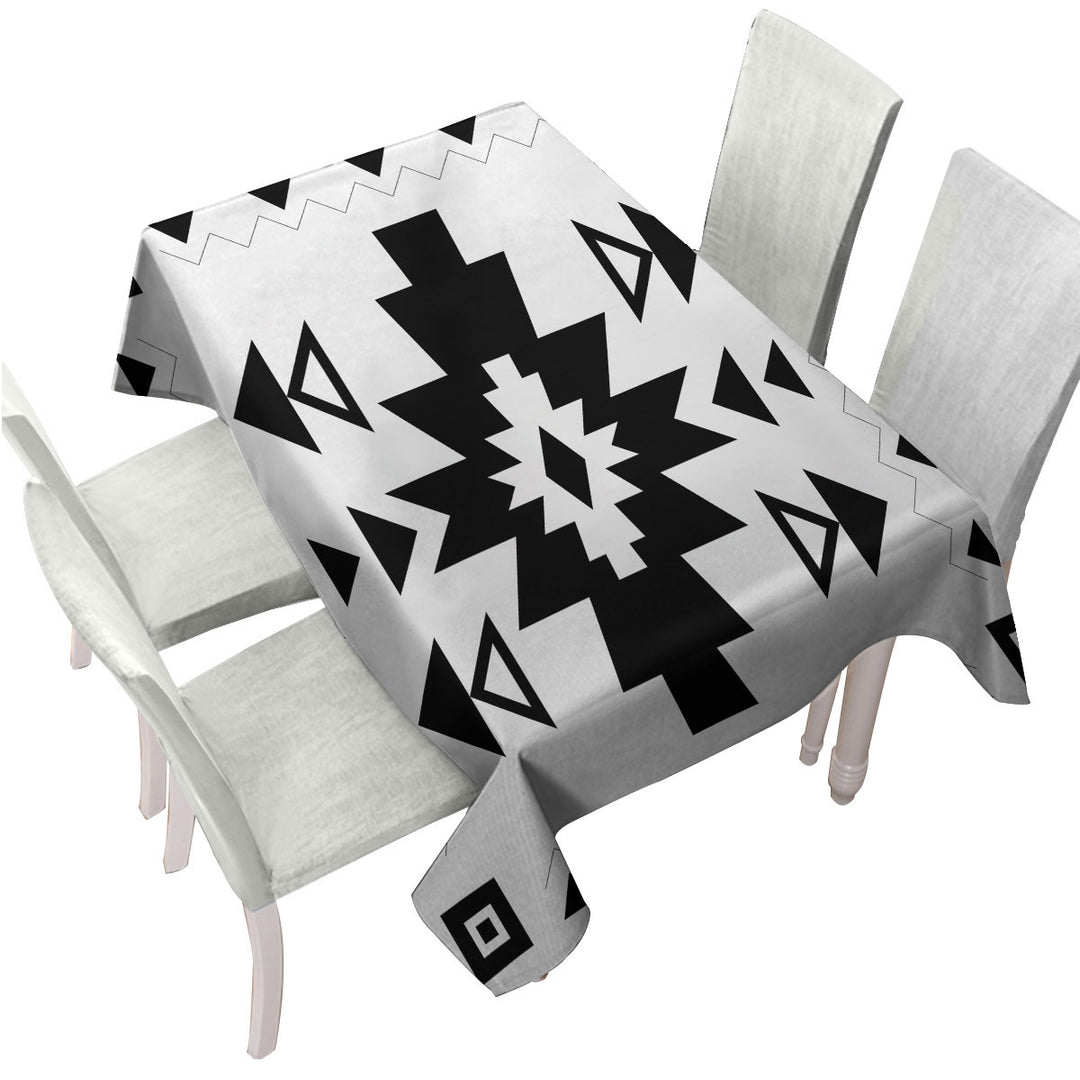 Tablecloths with Black and White Aztec Design