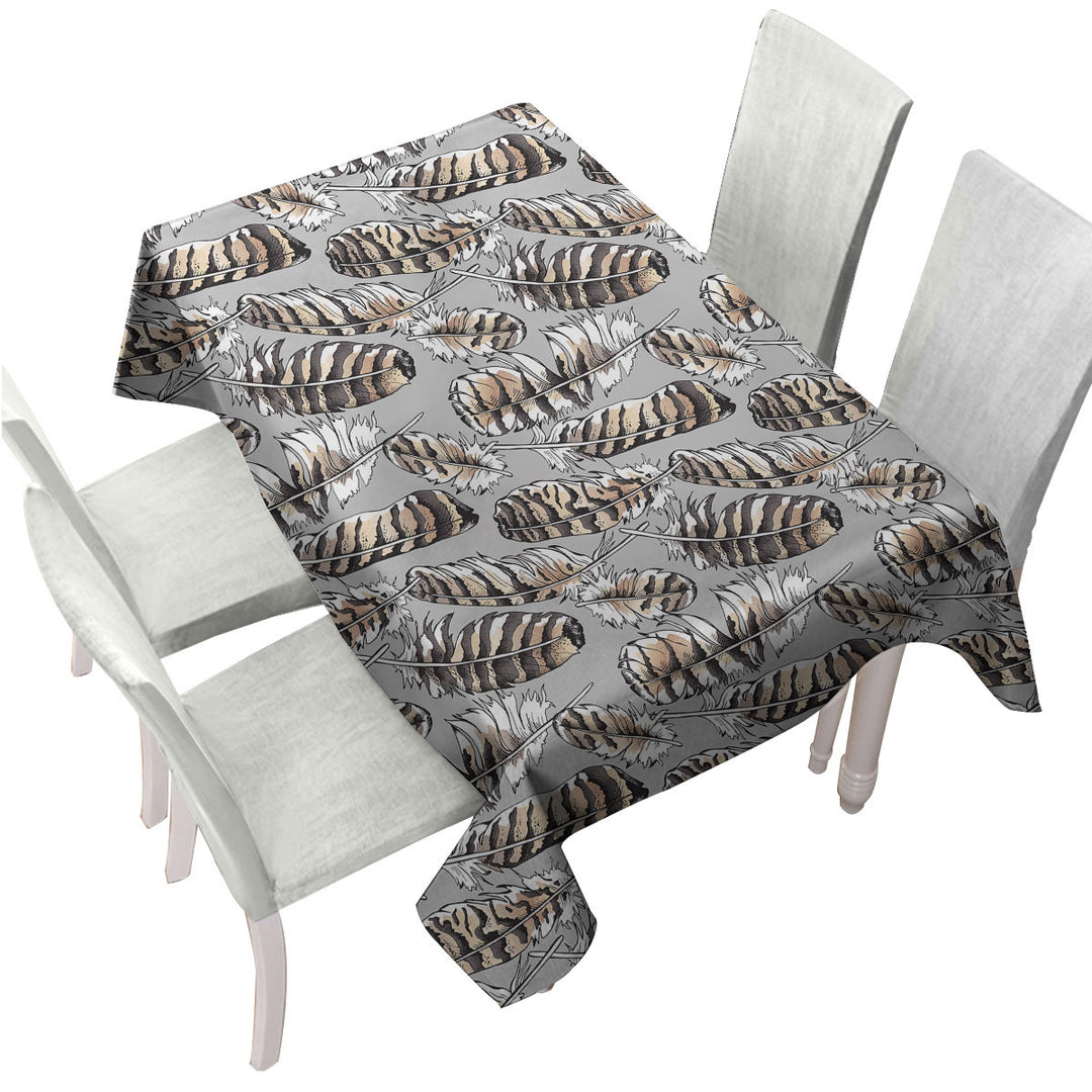 Tablecloths with Brownish Feathers