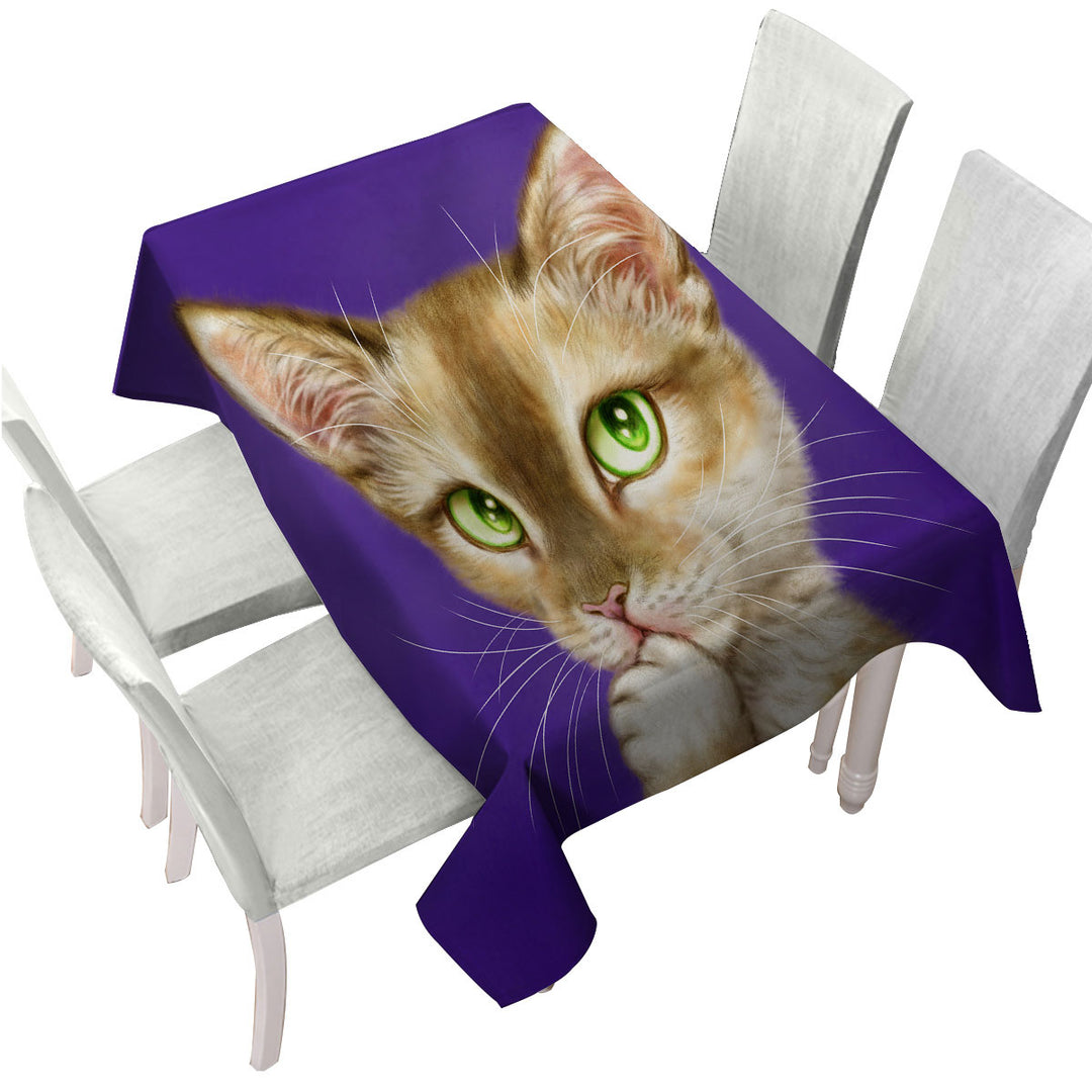 Tablecloths with Cats Art Gorgeous Green Eyes Lady Cat