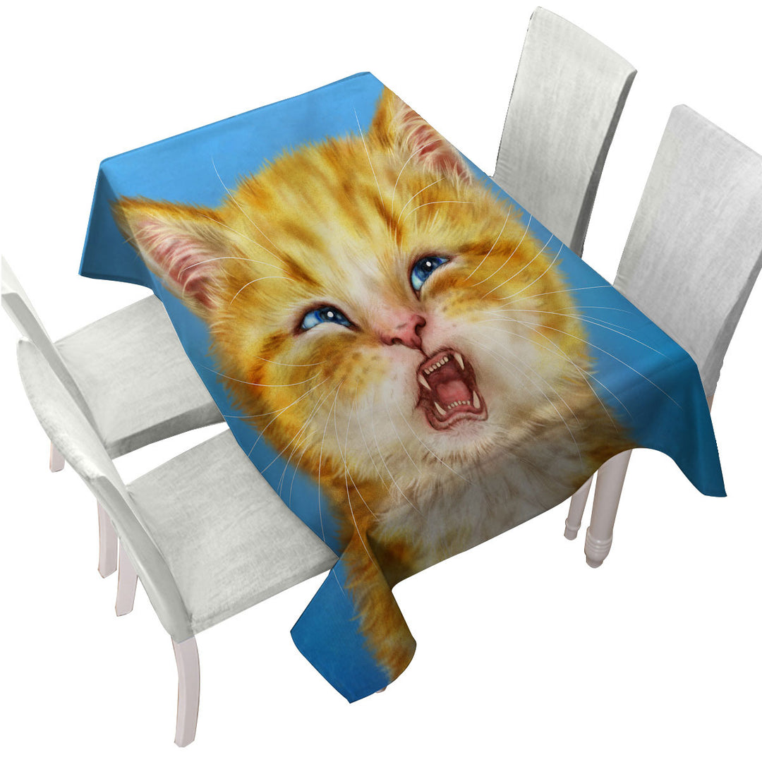 Tablecloths with Cats Funny Faces Unsatisfied Ginger Kitten
