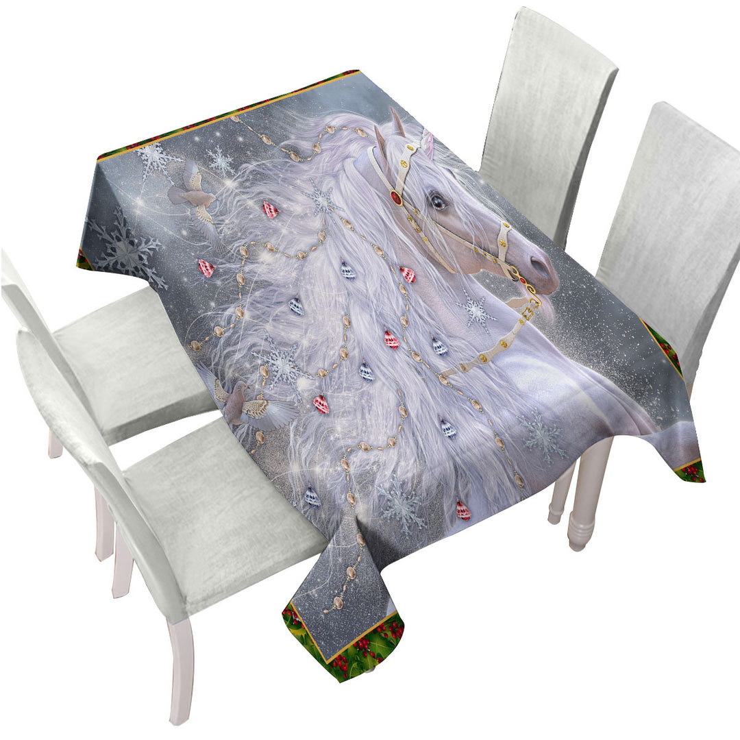 Tablecloths with Christmas Magic White Unicorn