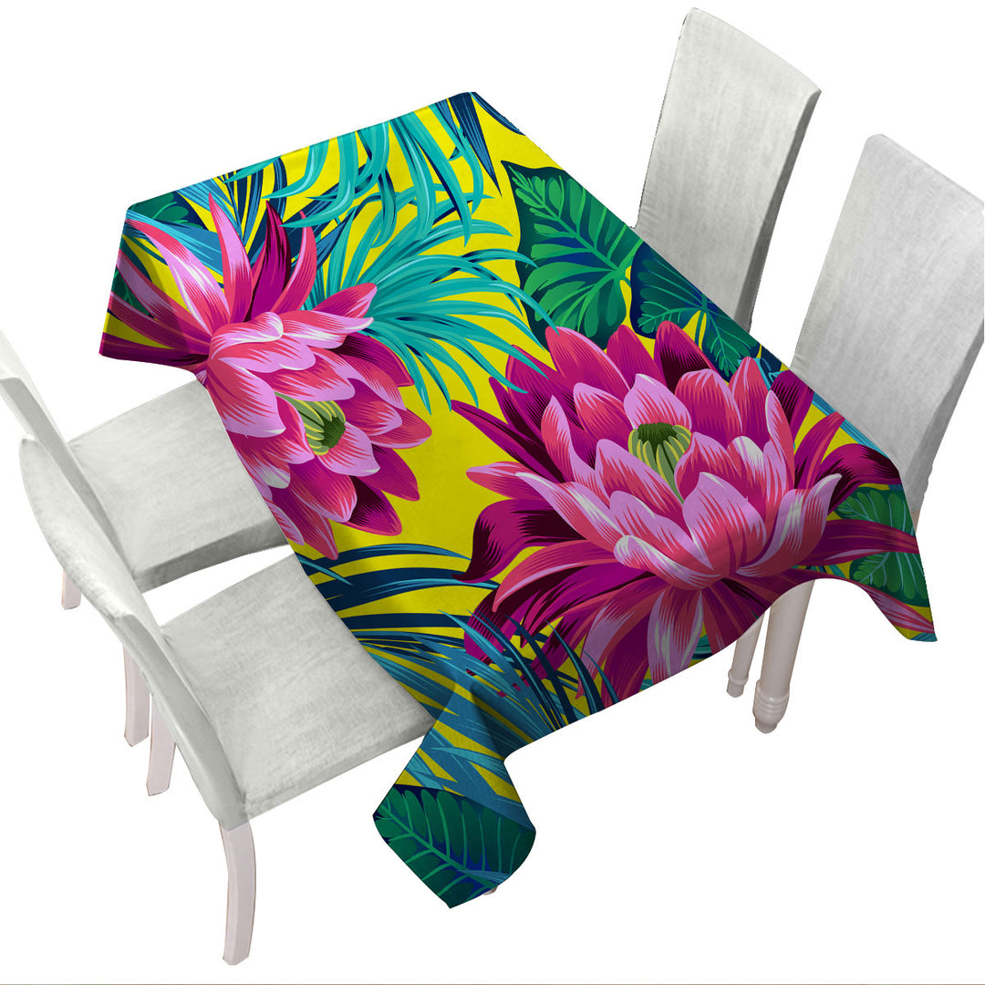 Tablecloths with Colorful Tropical Flowers