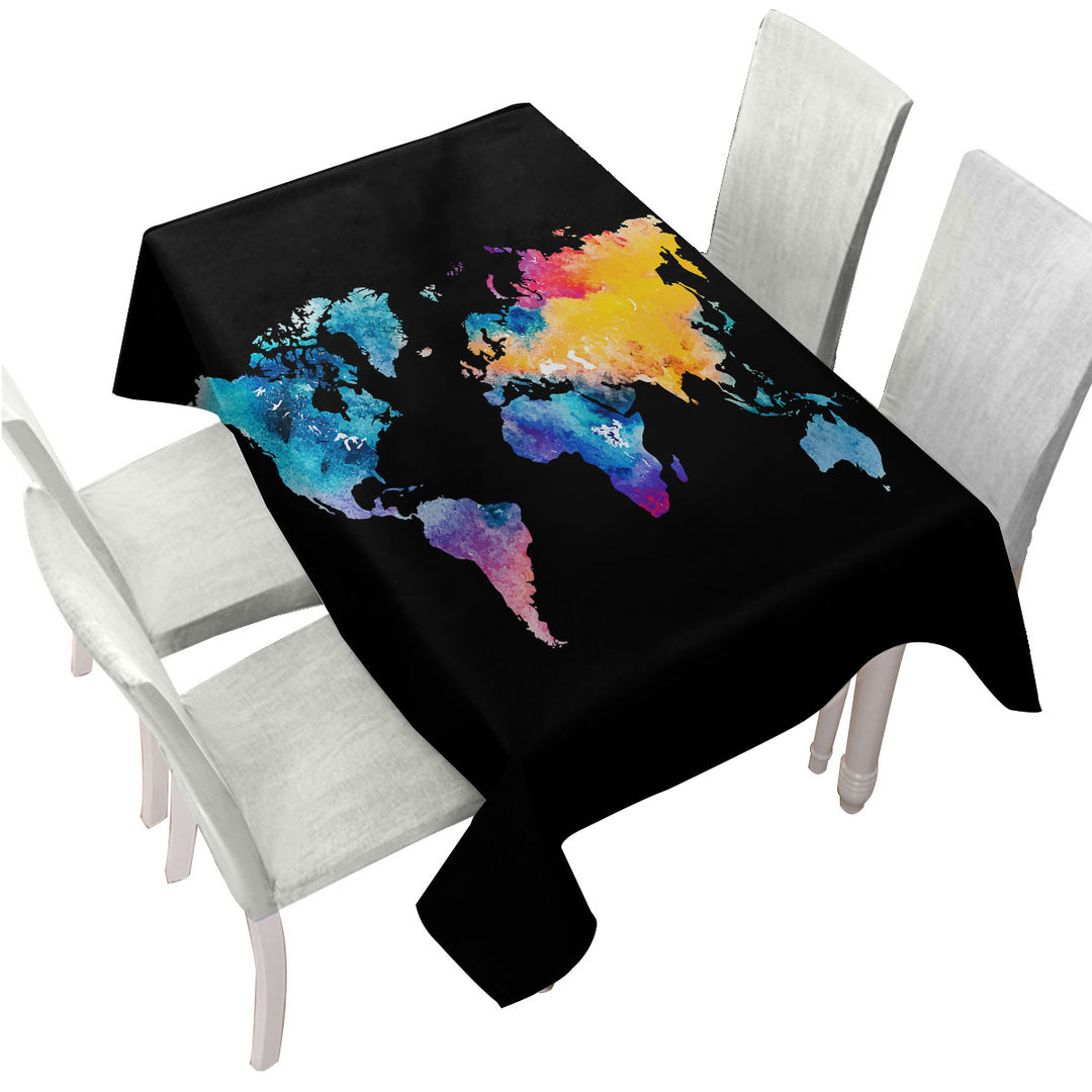 Tablecloths with Colorful World Map