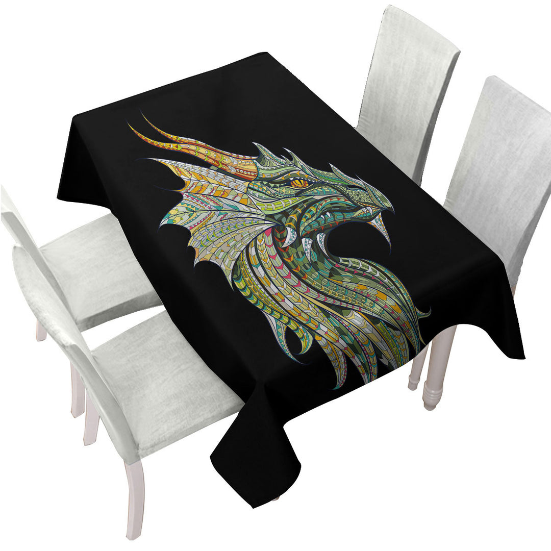 Tablecloths with Cool Artistic Design Green Dragon