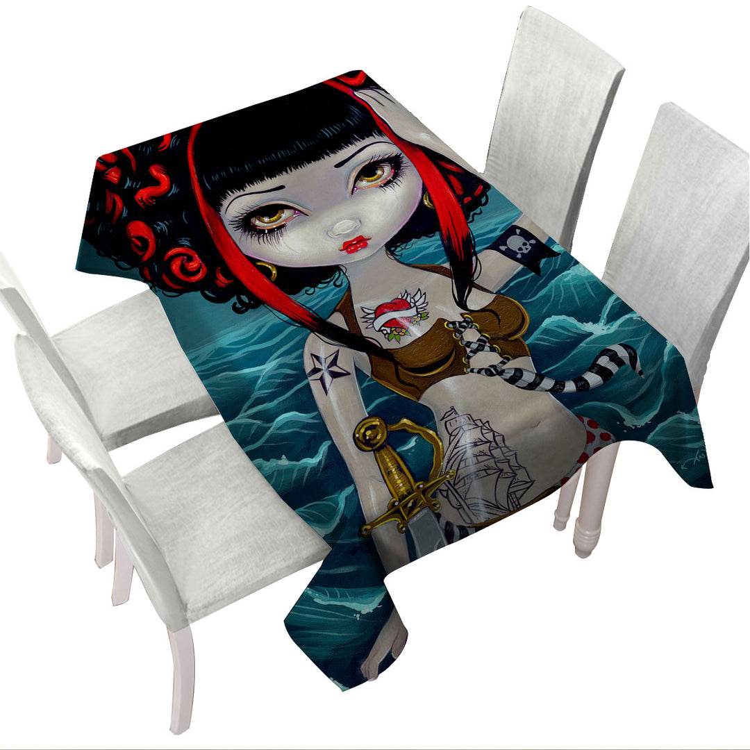 Tablecloths with Cool Painting Pretty Pirate Polly Tough Girl