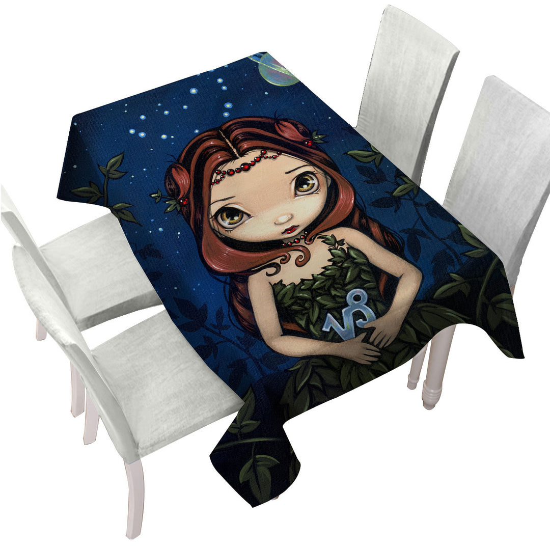 Tablecloths with Cool Zodiac Art Capricorn Night Girl