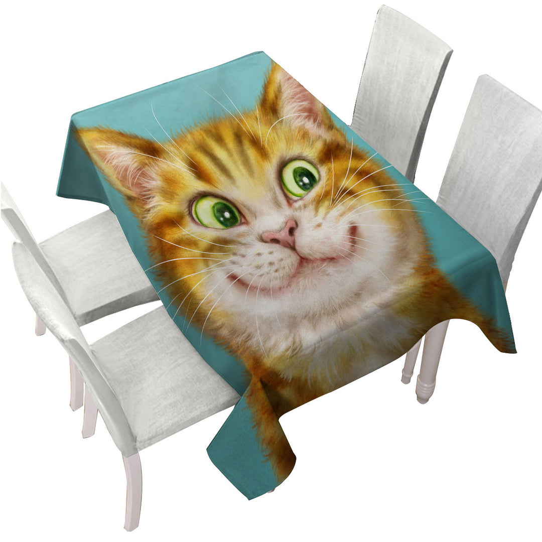 Tablecloths with Cute Cats Art Happy Ginger Kitten