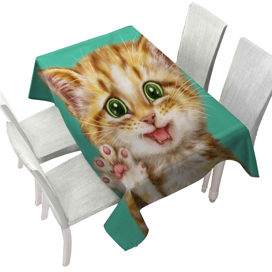 Tablecloths with Cute Cats Art Shy Ginger Kitten