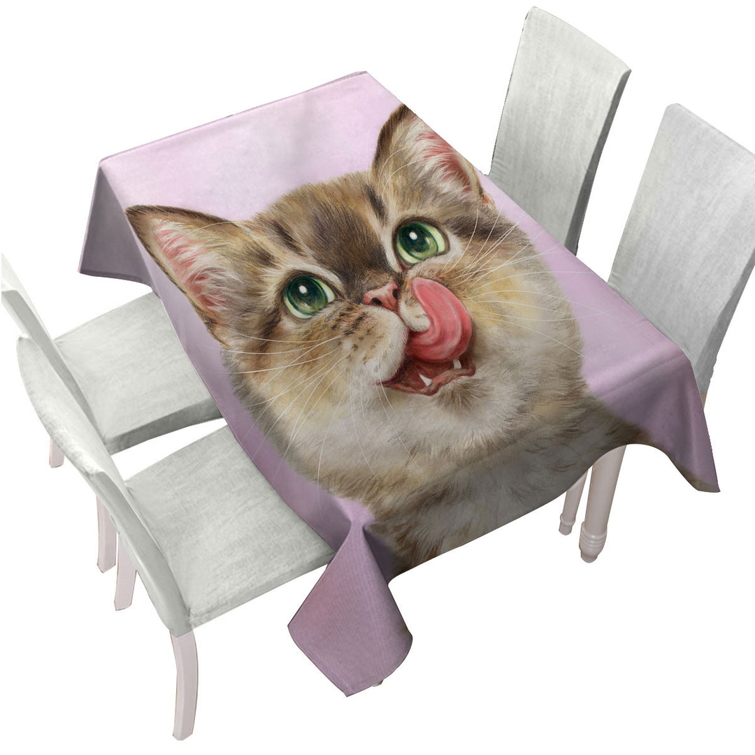 Tablecloths with Cute Cats the Hungry Kitten