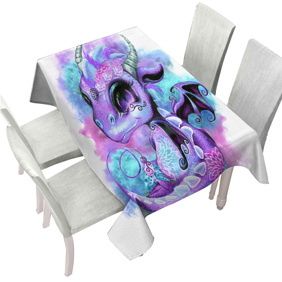 Tablecloths with Cute Fantasy Art Wind Spirit Lil Dragon