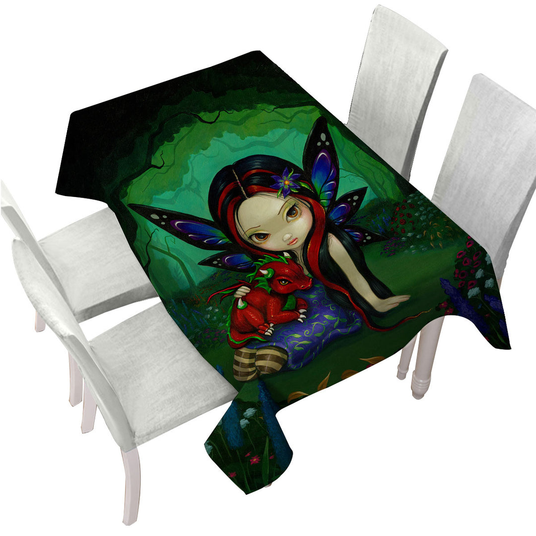 Tablecloths with Cute Forest Fairy in the Dragonling Garden