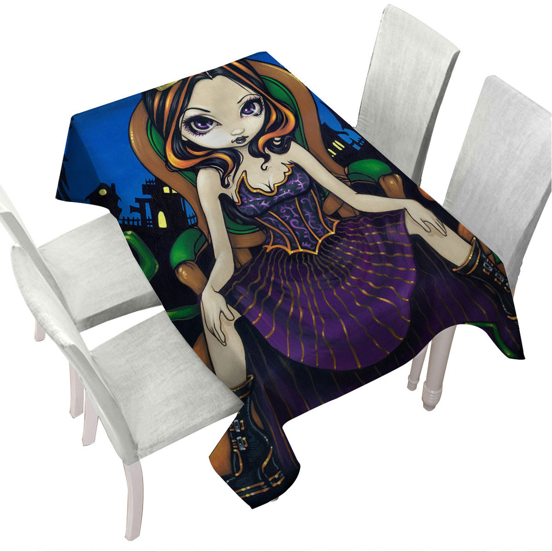 Tablecloths with Cute Goth Girl Queen of Halloween