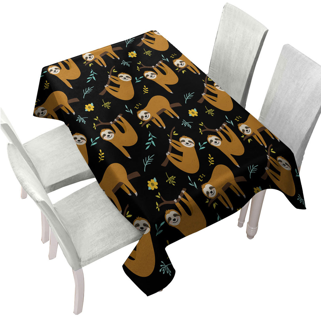 Tablecloths with Cute Hanging Sloths