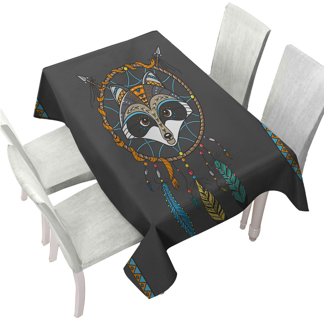 Tablecloths with Cute Native Raccoon Dream Catcher for Kids