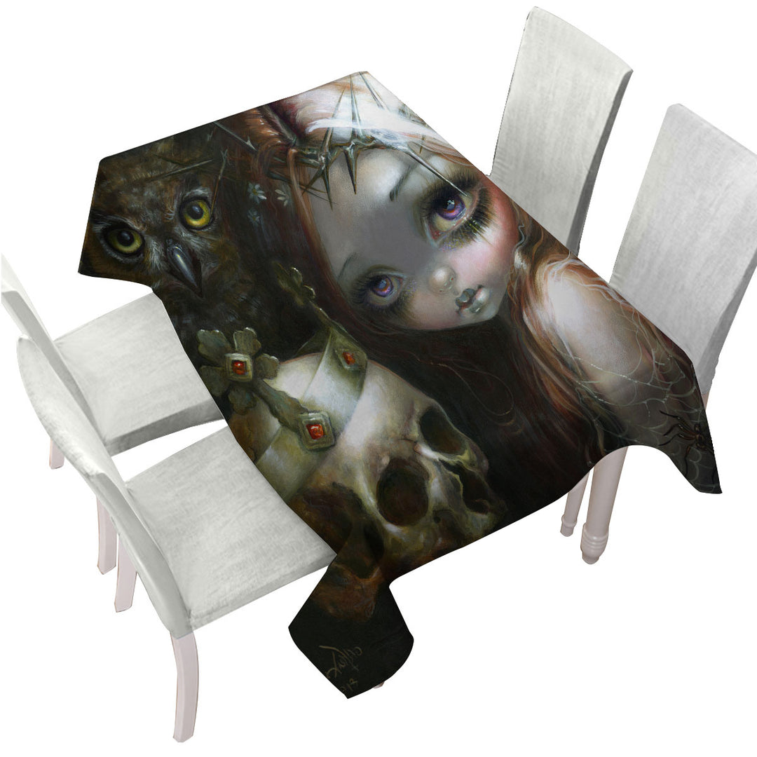 Tablecloths with Dark Art Empire of Dirt Girl and King Skull