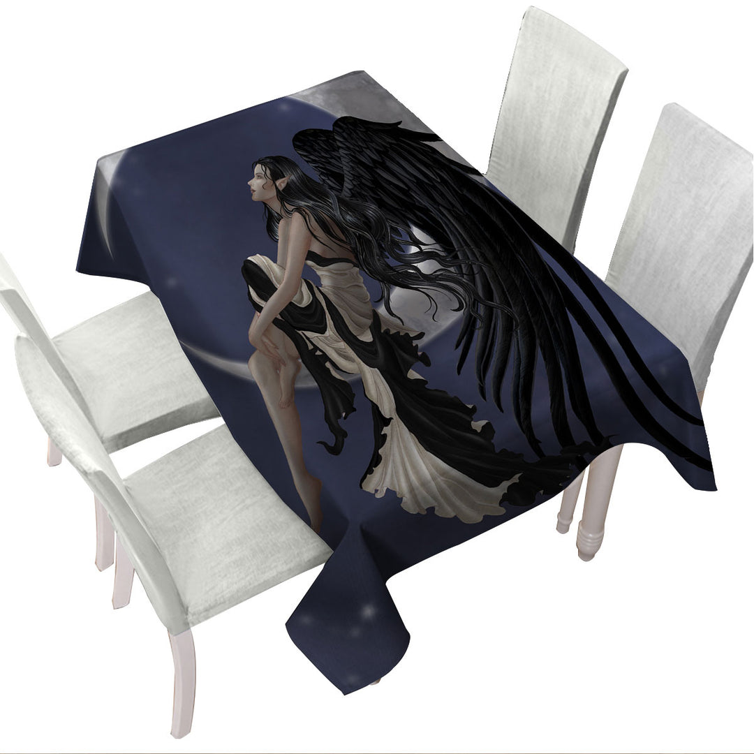 Tablecloths with Dark Night Elf Fairy Stargazer on the Moon