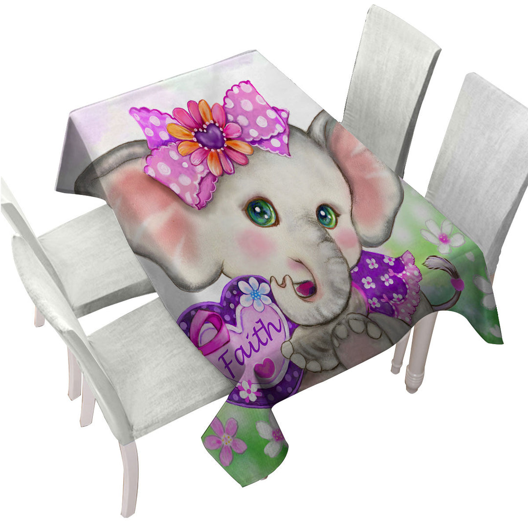 Tablecloths with Faith Kids Inspiring Design Cute Girly Elephant