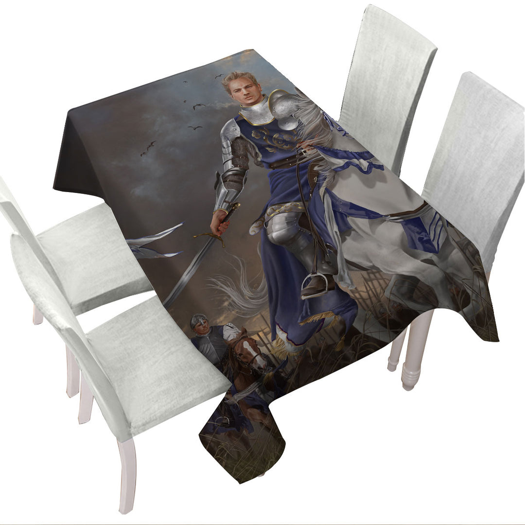 Tablecloths with Fantasy Art the Usurper Two White Knights