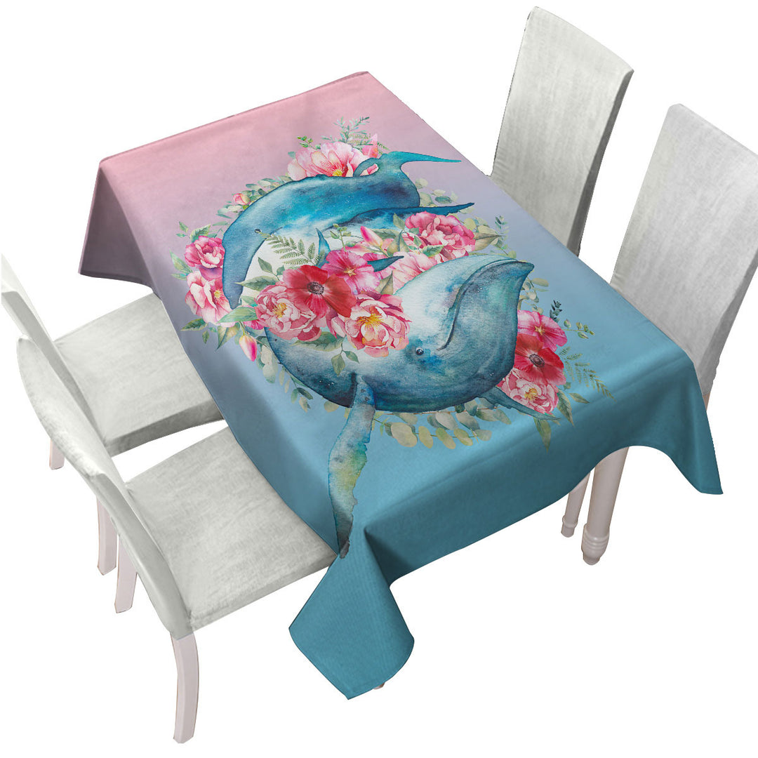 Tablecloths with Floral Whales
