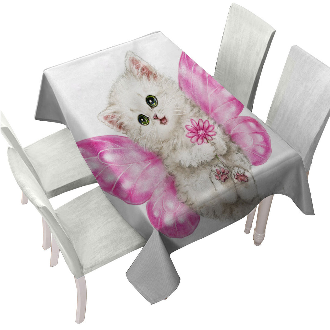 Tablecloths with Fun Cats Cute Pink Fairy Kitten