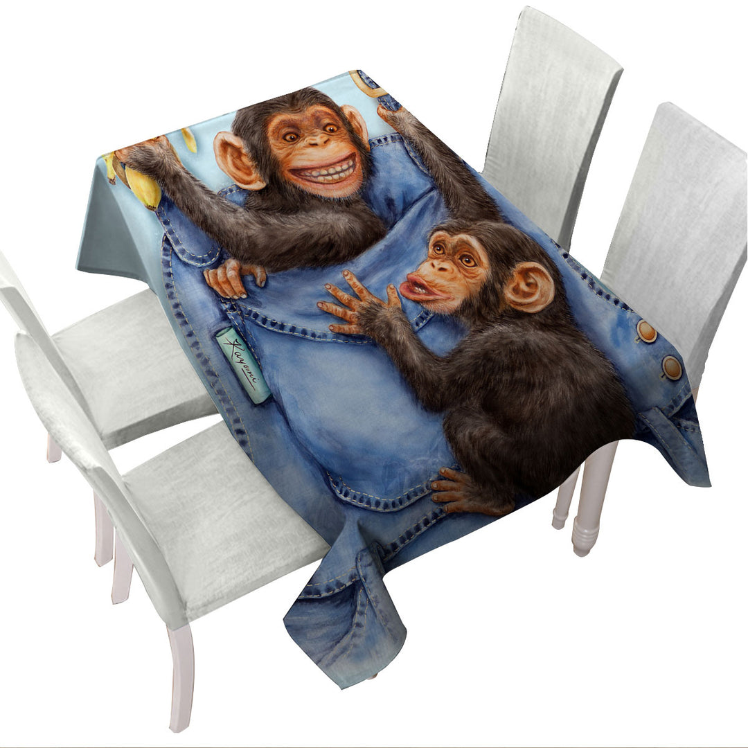 Tablecloths with Funny Animals Painting Chimpanzees Overall