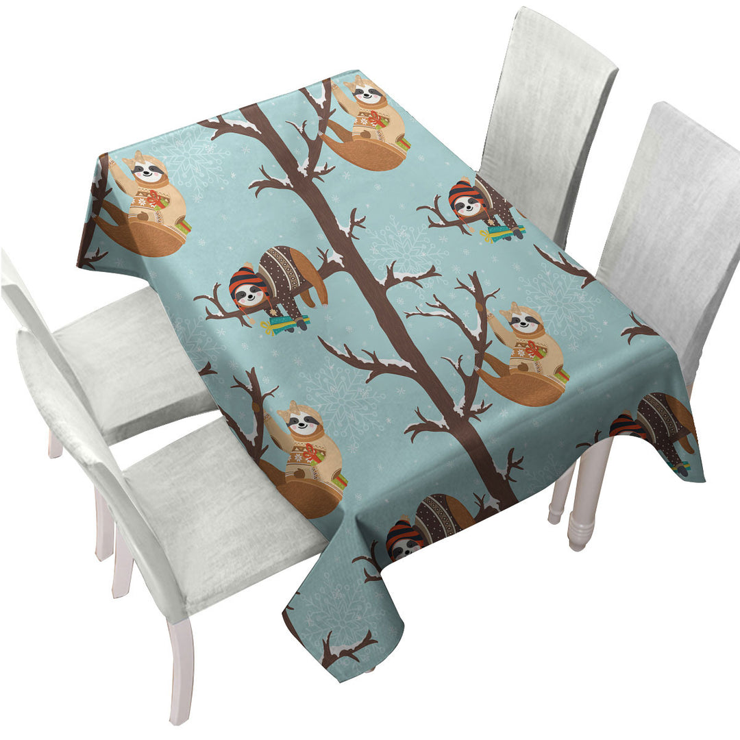 Tablecloths with Funny Wintery Sloths