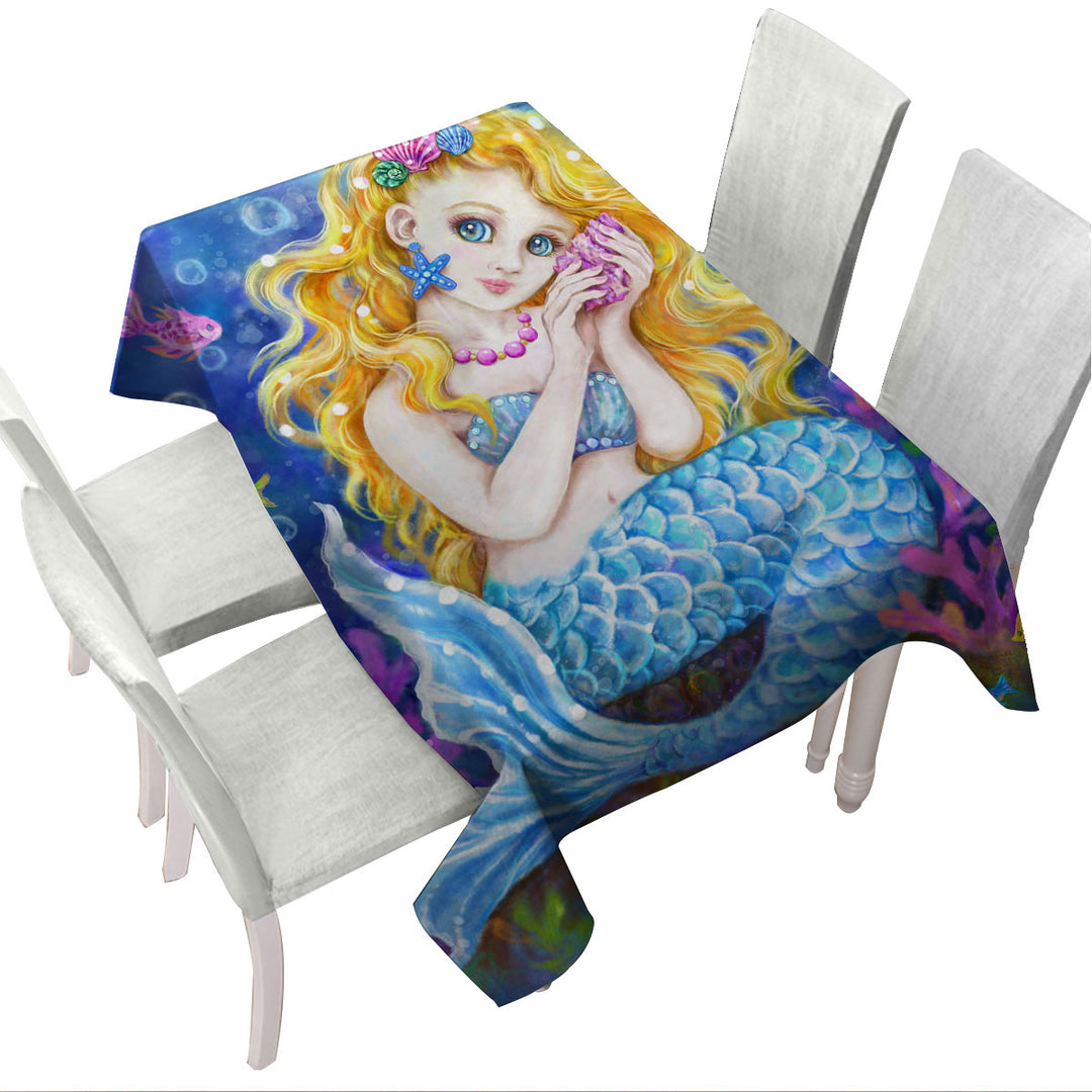 Tablecloths with Girls Room Designs Colorful Corals and Mermaid
