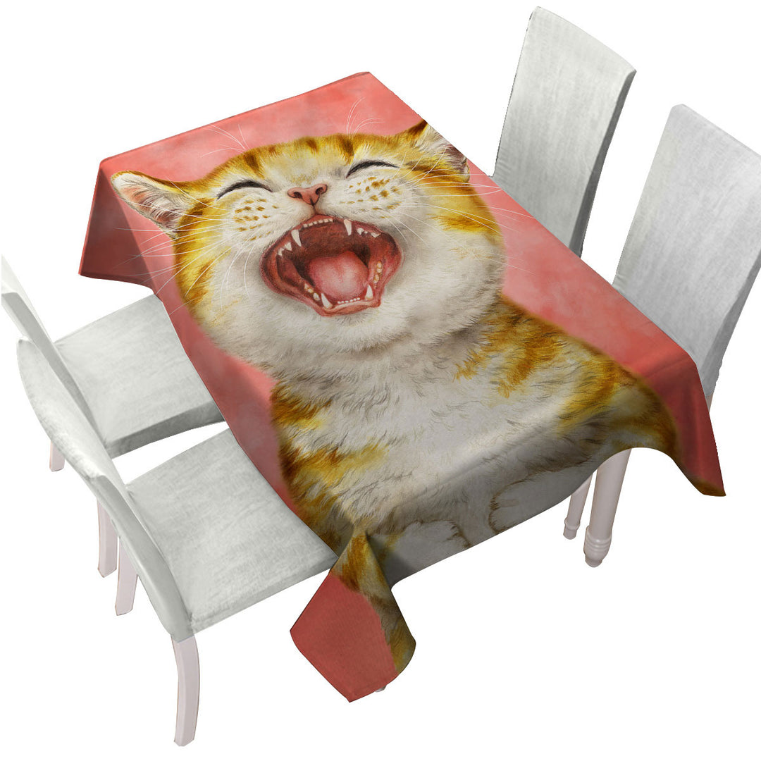 Tablecloths with Happy Kitten Laughing Cute Ginger Cat
