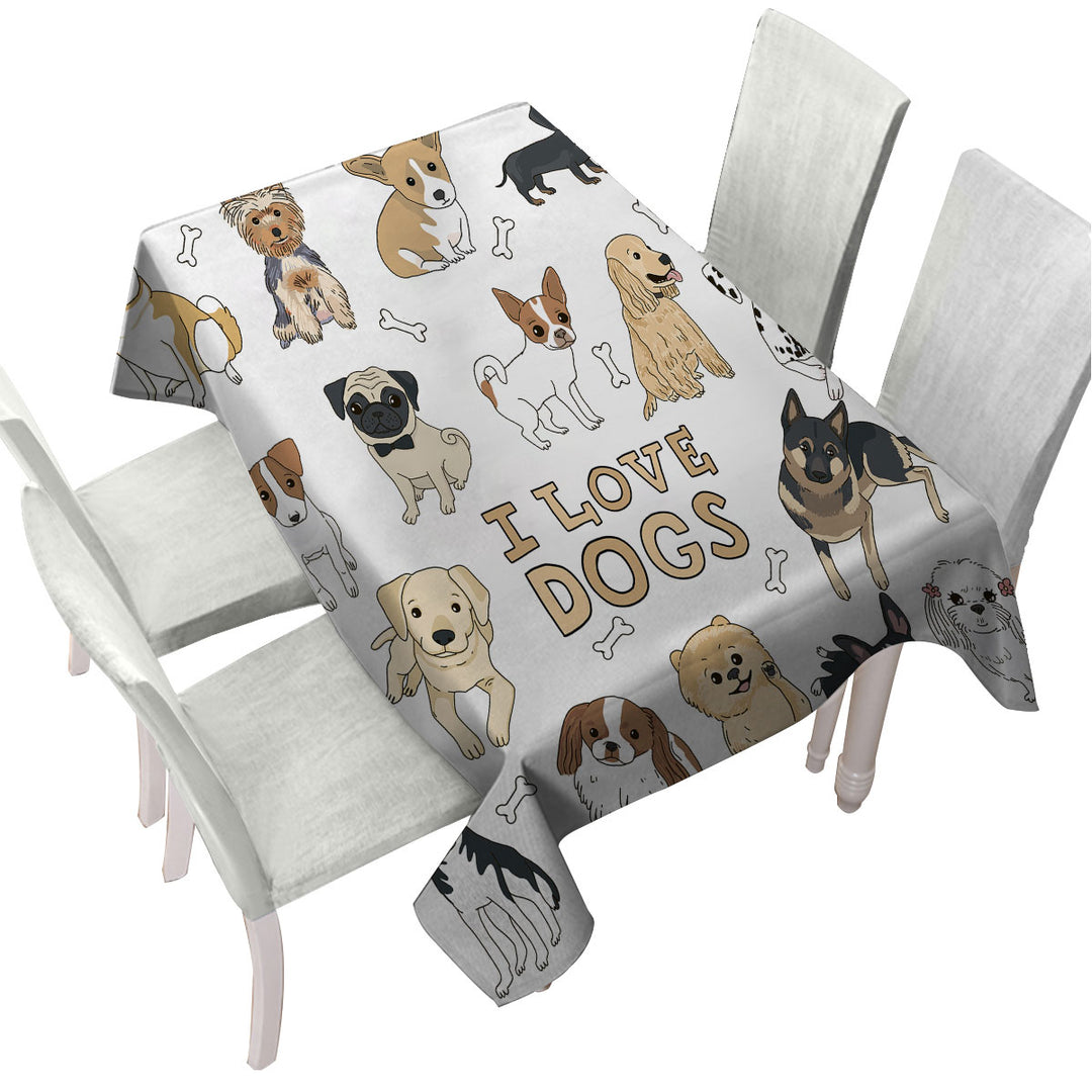 Tablecloths with I Love Dogs