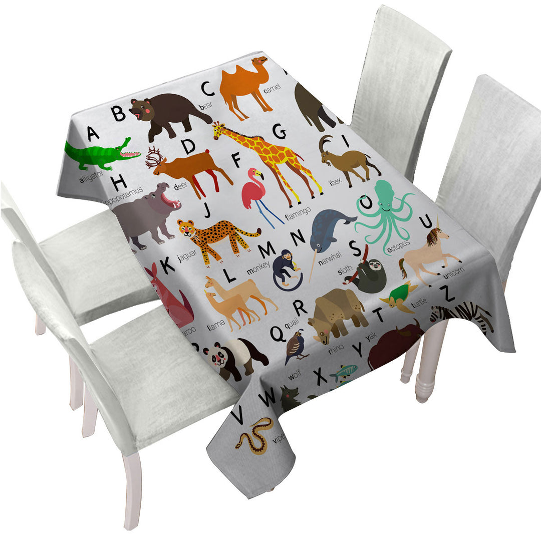 Tablecloths with Kids Alphabet Animals Names