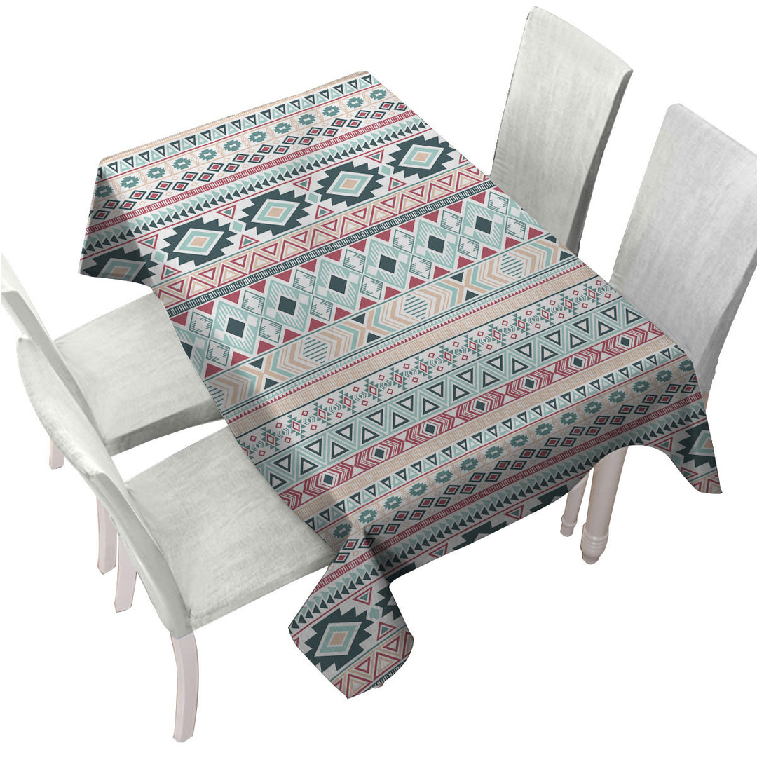 Tablecloths with Mint Hues Aztec Stripes