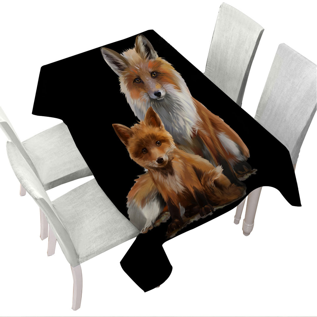 Tablecloths with Mom and Cub Fox
